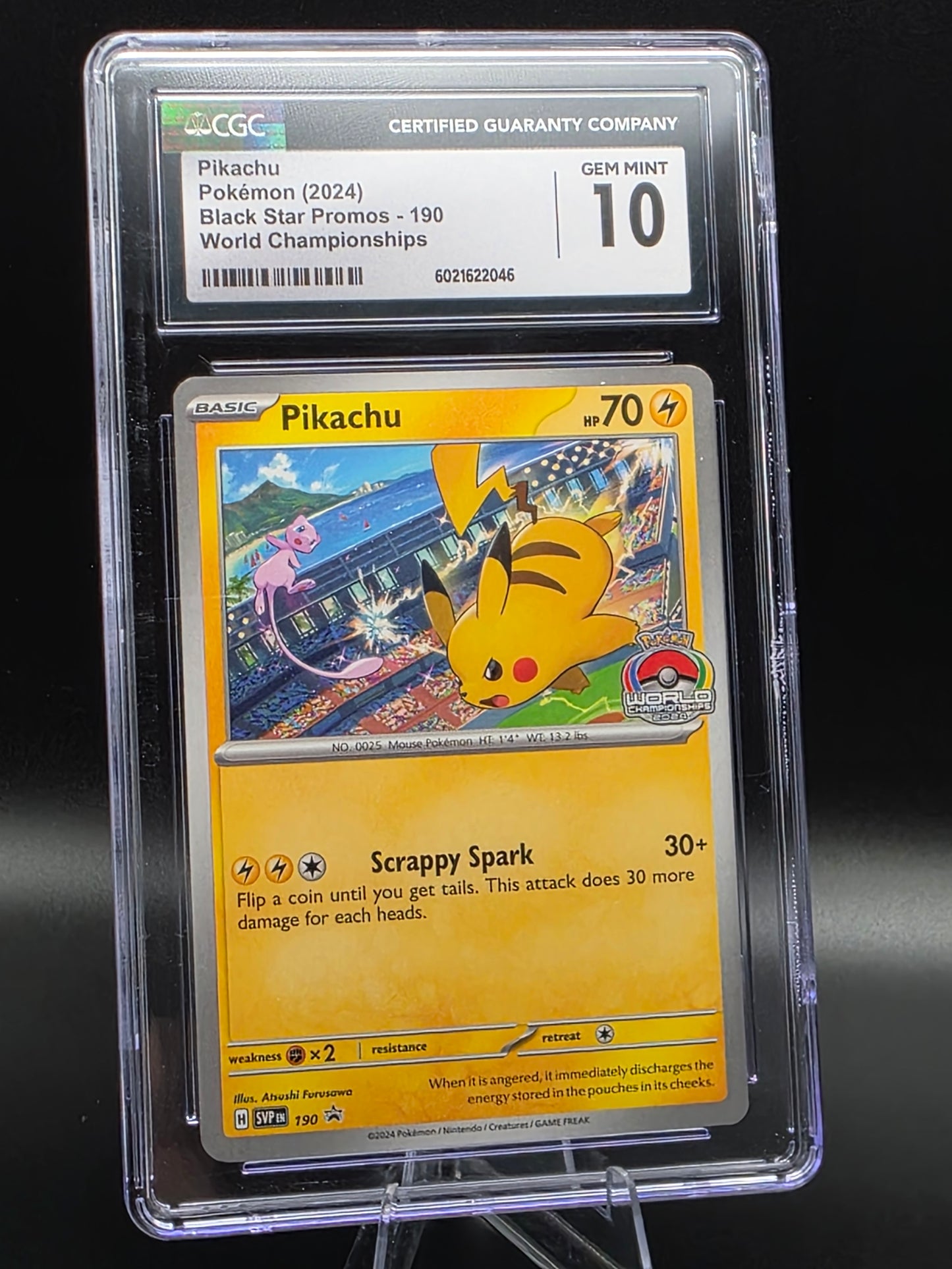 Pokémon Pikachu 2024 Black Star Promo 190 World Championships CGC 10