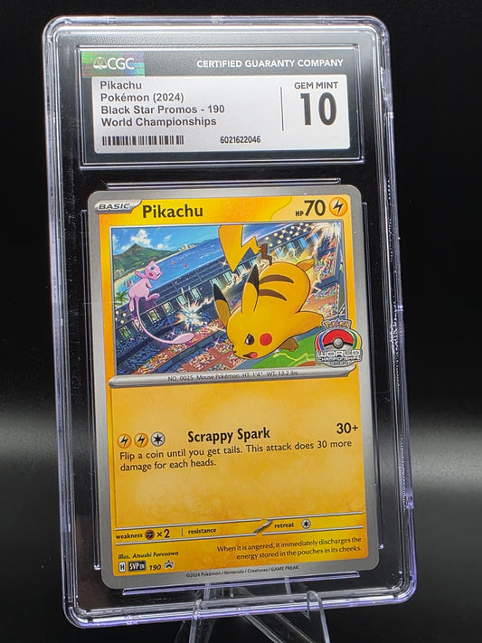 Pokémon Pikachu 2024 Black Star Promo 190 World Championships CGC 10