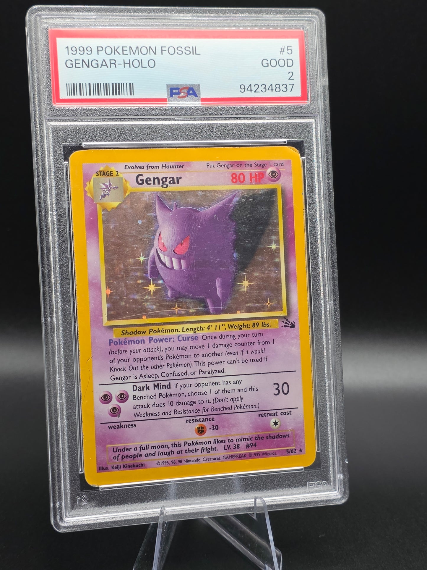 1999 Pokémon Fossil Gengar-Holo PSA 2