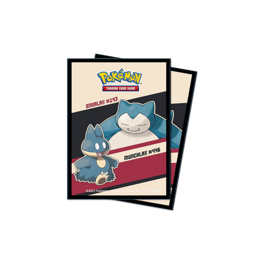 snorlax card sleeves Pokemon PlugTCG color artwork of Snorlax and Munchlax Card Sleeves Hop & Snorlax